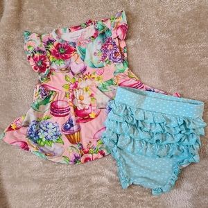 Posh Peanut Elizabeth Bummies Set 12-18 Months Baby Toddler Girl Set Macarons